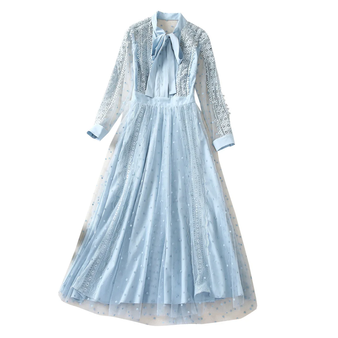 أزياء كيت ميدلتون فستان نسائي بأكمام طويلة فستان بفيونكة صلبة