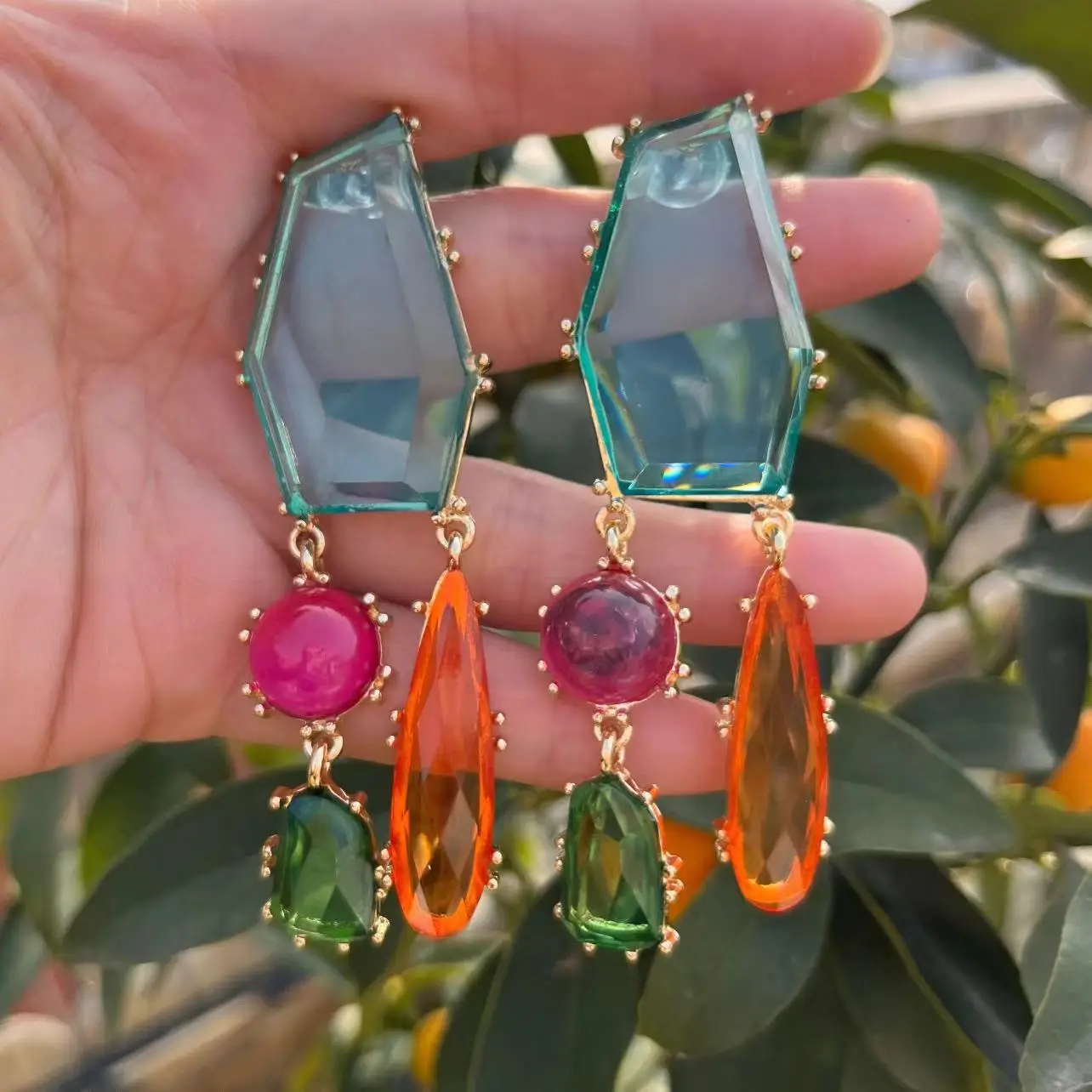 2024 New Colorful Resin Dangle Long Tassel Earrings Jewelry