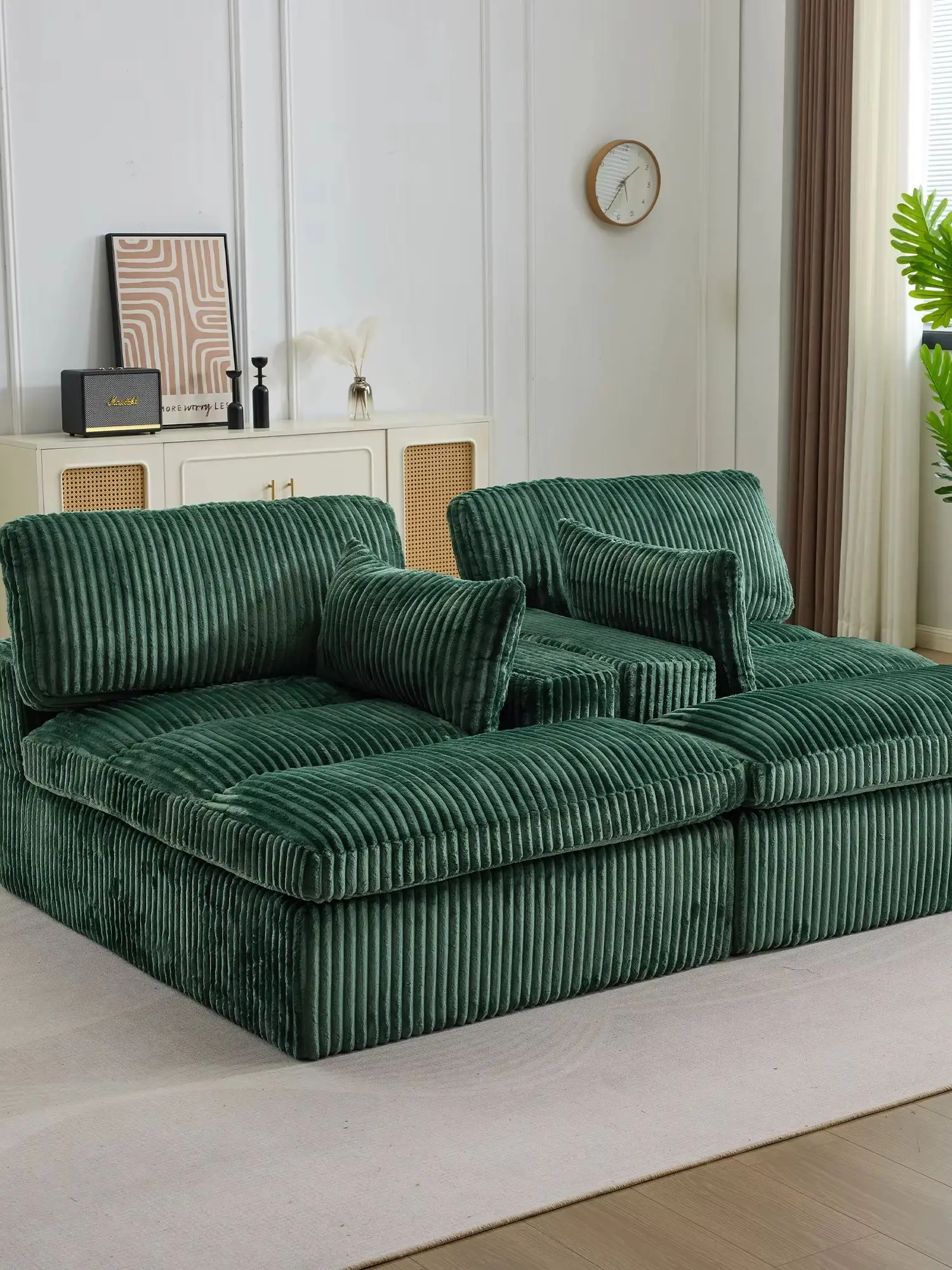 Modernes Cord-Schlafsofa, keine Montage erforderlich, frei kombinierbares Sofa, Loveseat, ergonomisches Design, Schnittsofa für Wohnzimmer, Schlafzimmer