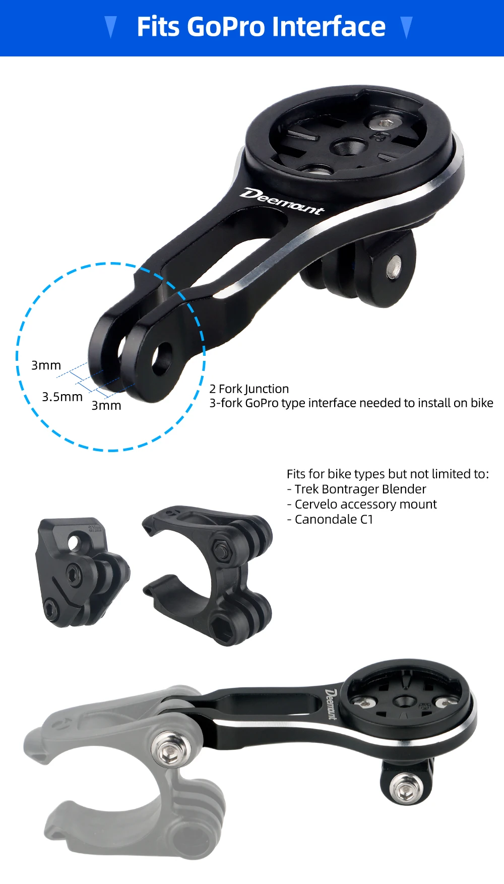 Fahrradlenkerhalterung passend für Trek Bontrager Blendr Cervelo Gopro Aluminiumlegierungshalterung für Garmin Wahoo Bryton IGPSPORT – Detail 3