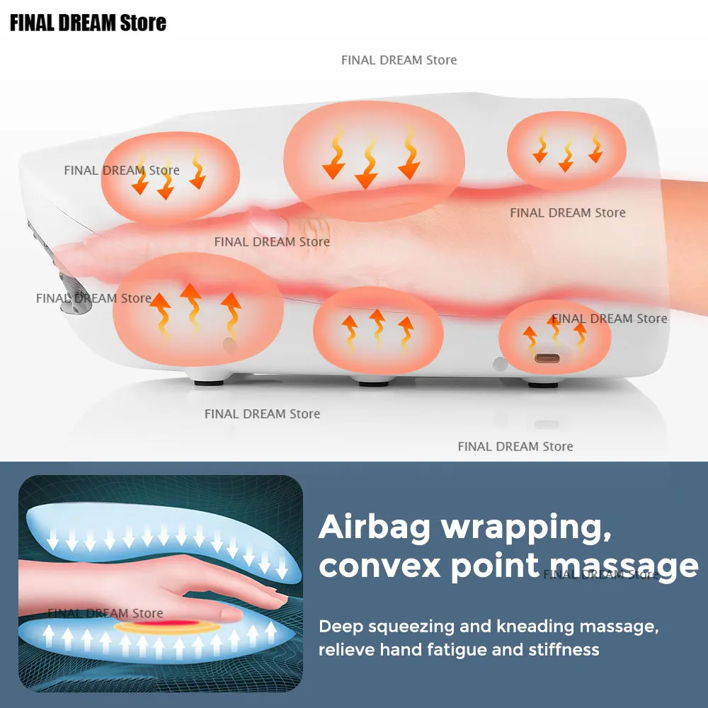 Wireless Electric Hand Massager Air Compression Hot Compress Palm Acupoint Massager Finger Arthritis Numbness Muscle Relaxation
