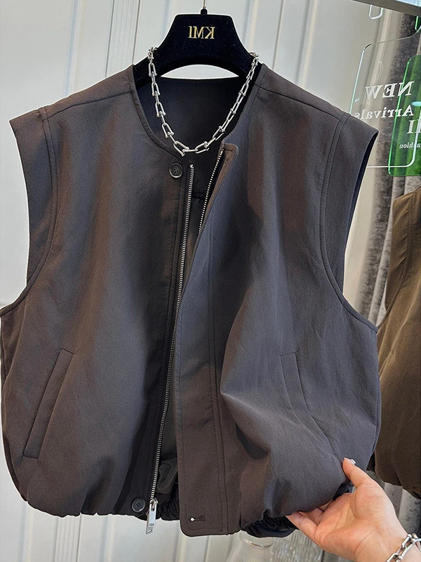 Gilet Elegante da Donna di Alta Gamma, Capospalla alla Moda per Primavera, Autunno e Inverno, Nuova Collezione, Stile Elegante da Ufficio con Cerniera...