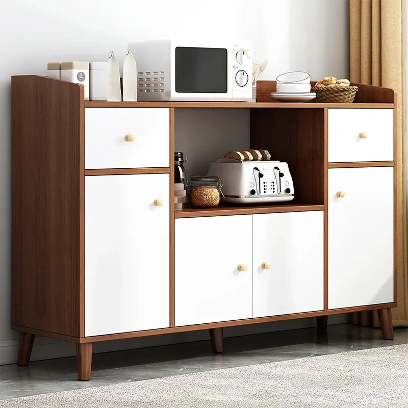 Modern Minimalist Side Cabinet with Lockers for Kitchen Living Room Tea Storage Cupboard Household Organizer Storage Locker