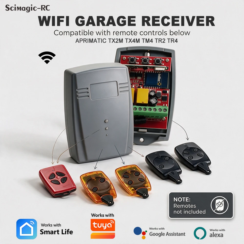 Retrofit Smart Garage Opener Gate Relay Module 433.92MHz Receiver For APRIMATIC TM4 TX2M TX4M TR2 TR4 Works With Tuya Alexa