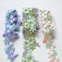 1 Yard Pink Purple Green Embroidery Fluorescent Rose Lace DIY Various Skirts Clothing Accessories 3CM Wide