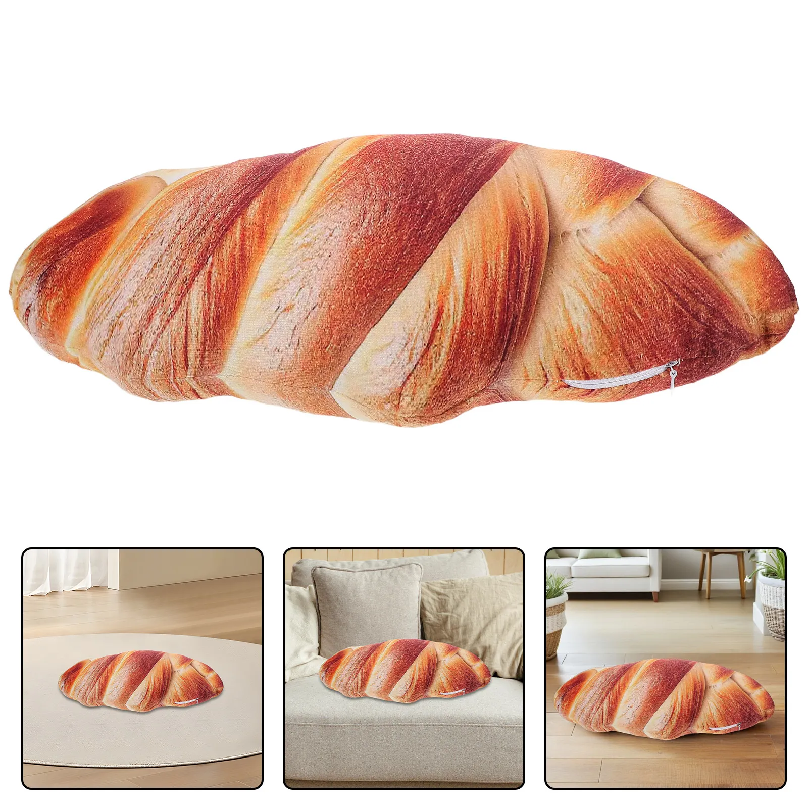 

Creative Bread Shaped Cushion 3D Simulation Soft Support Pillow for Couch Backrest Home Office Decor Funny Food Themed