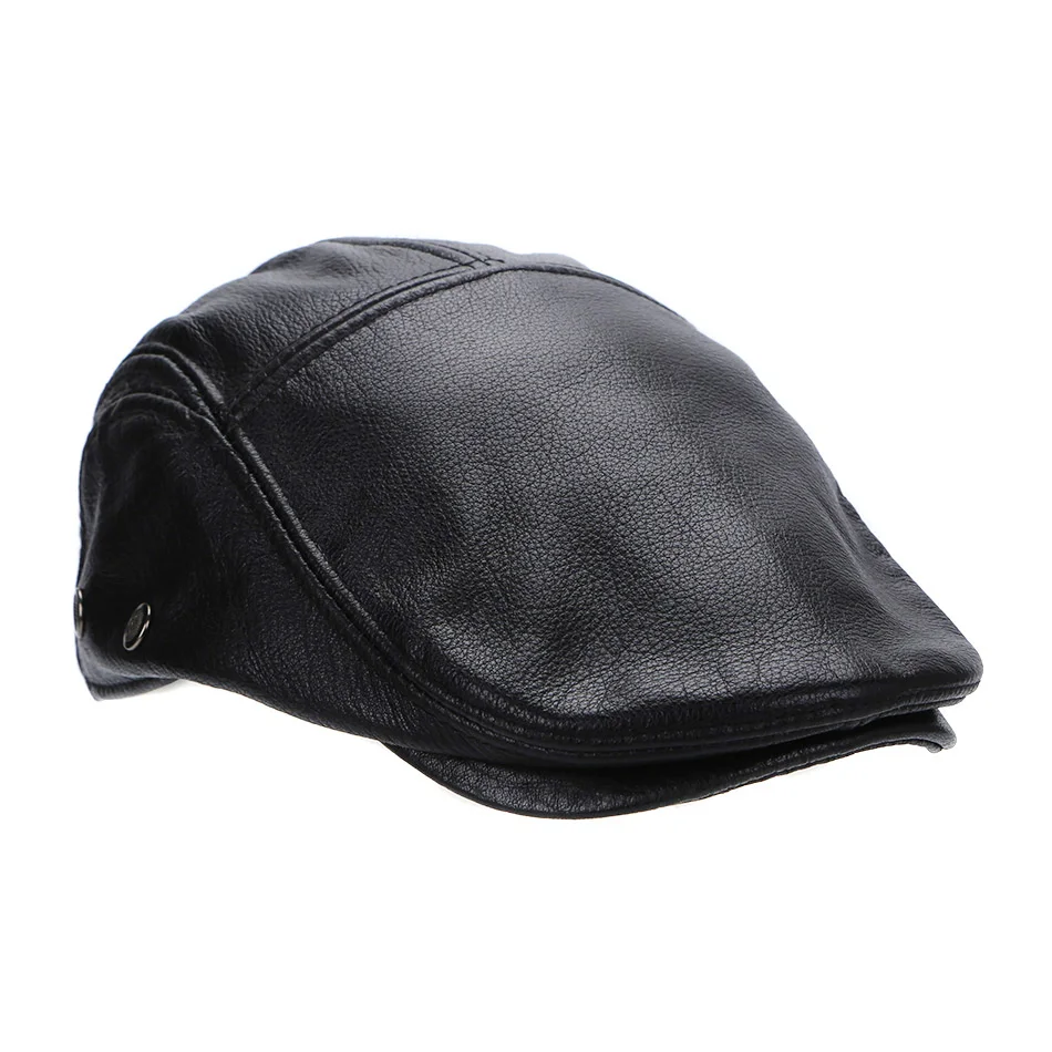 men's-winter-leather-beret-hat-warm-ear-protection-genuine-leather-dad-cap-outdoor-leisure-style-100-genuine-leather