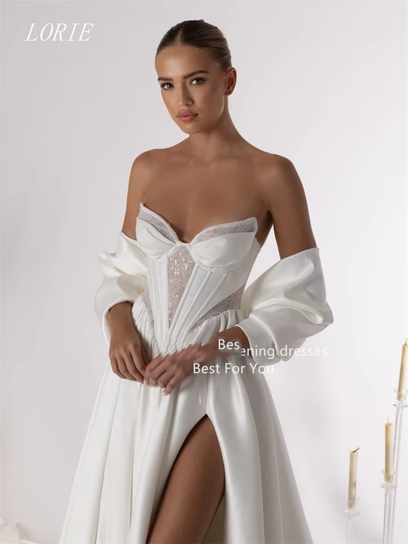 LORIE Mode A-lijn Trouwjurk Uit De Schouder Kant Zijsplit Bruidsjurken Applique Trouwjurk Aangepaste 2026