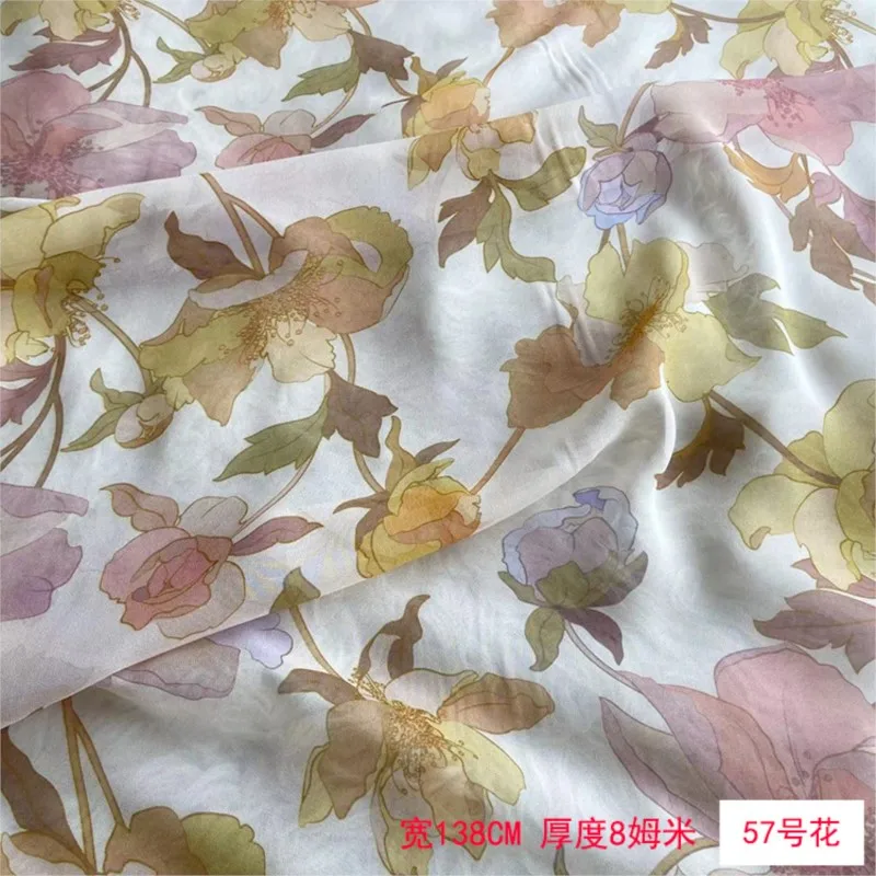 Spring/summer printed silk georgette fabric summer dress shirt fashion