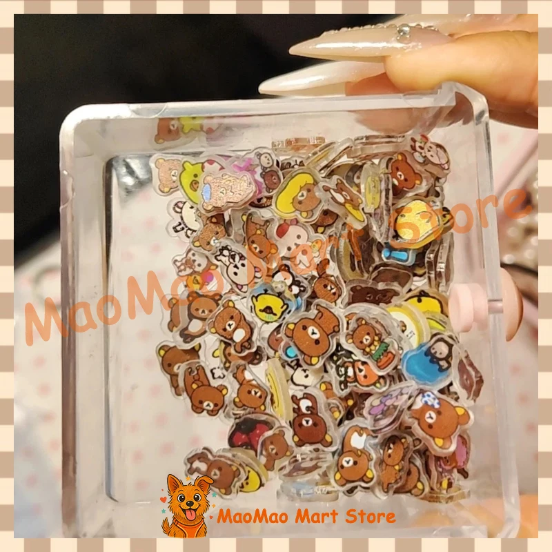 Kawaii Rilakkuma 1cm Tiny Acrylic Chips DIY Shaker Decor Phone Case Desktop Ornament Handmade Craft Cute Gift Accessory Collect