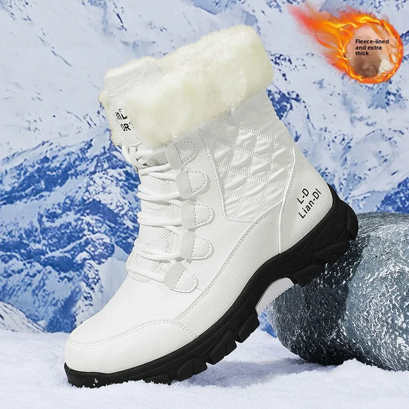

2026 Winter New Plush Lined Thick Snow Boots Fashion Trendy Mens Shoes British Style Boots Warm Cotton Shoes