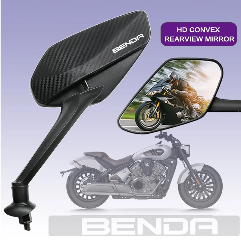 

Durable Carbon Fiber Motorcycle Rear view Mirrors For BENDAITALIA BENDA Chinchilla 450 Rock300 LFS700 LFC Easy Installation
