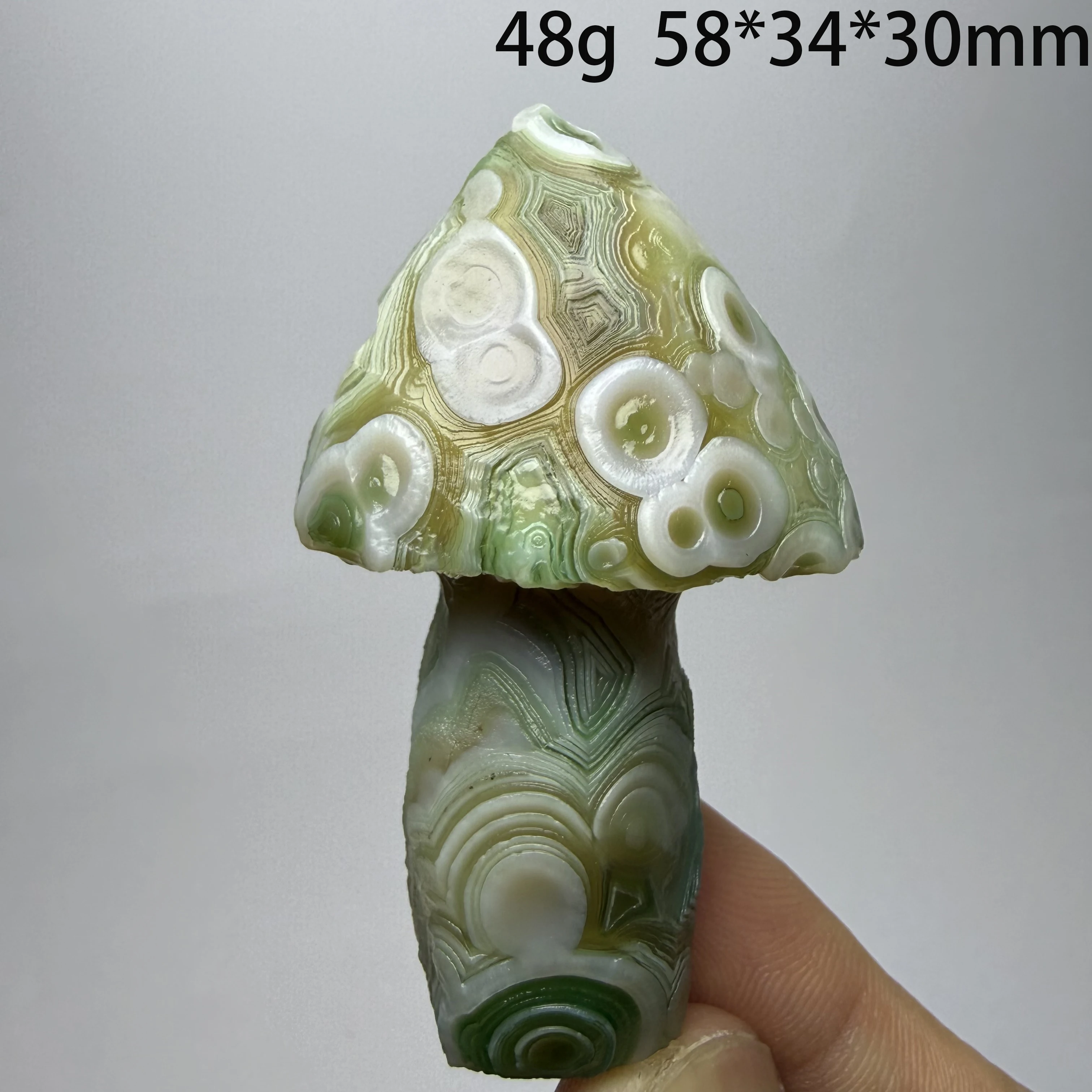 Natural Green Agate, Alxa Gobi Eye, Green Mushroom-shaped Mineral Specimen, Energy Healing Stone for Garden Decoration A3-1-3 - view 3