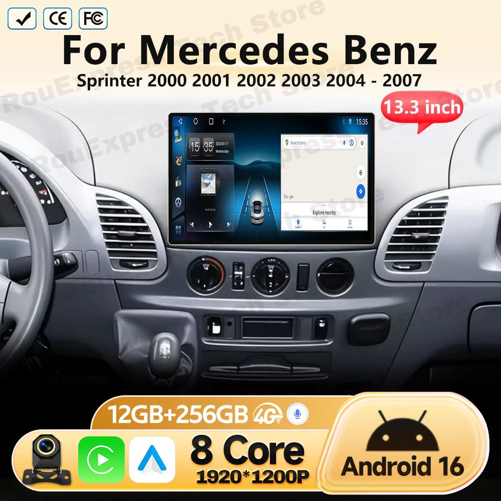 13.3'' Android Head Unit For Mercedes Benz Sprinter 2000 2001 2002 2003 2004 - 2007 Car Multimedia Video Player Radio Navigation