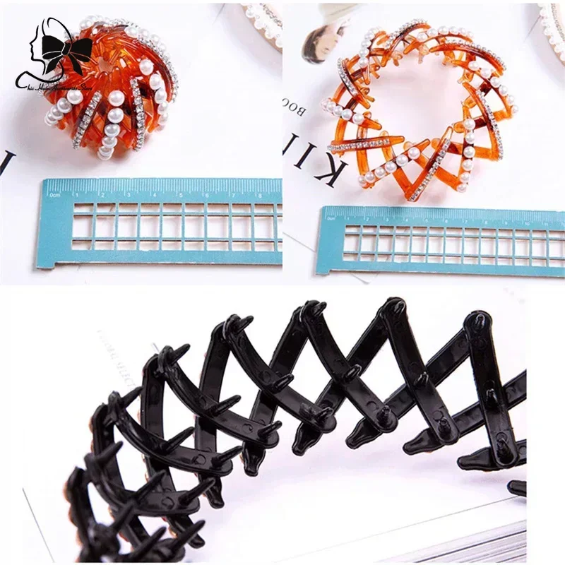 Women Hair Clips Crystal Bird Nest Hair Claw Bun Maker Hairgrip Hairpins Girls Ponytail Holder Clamps Headwear Hair Accessories