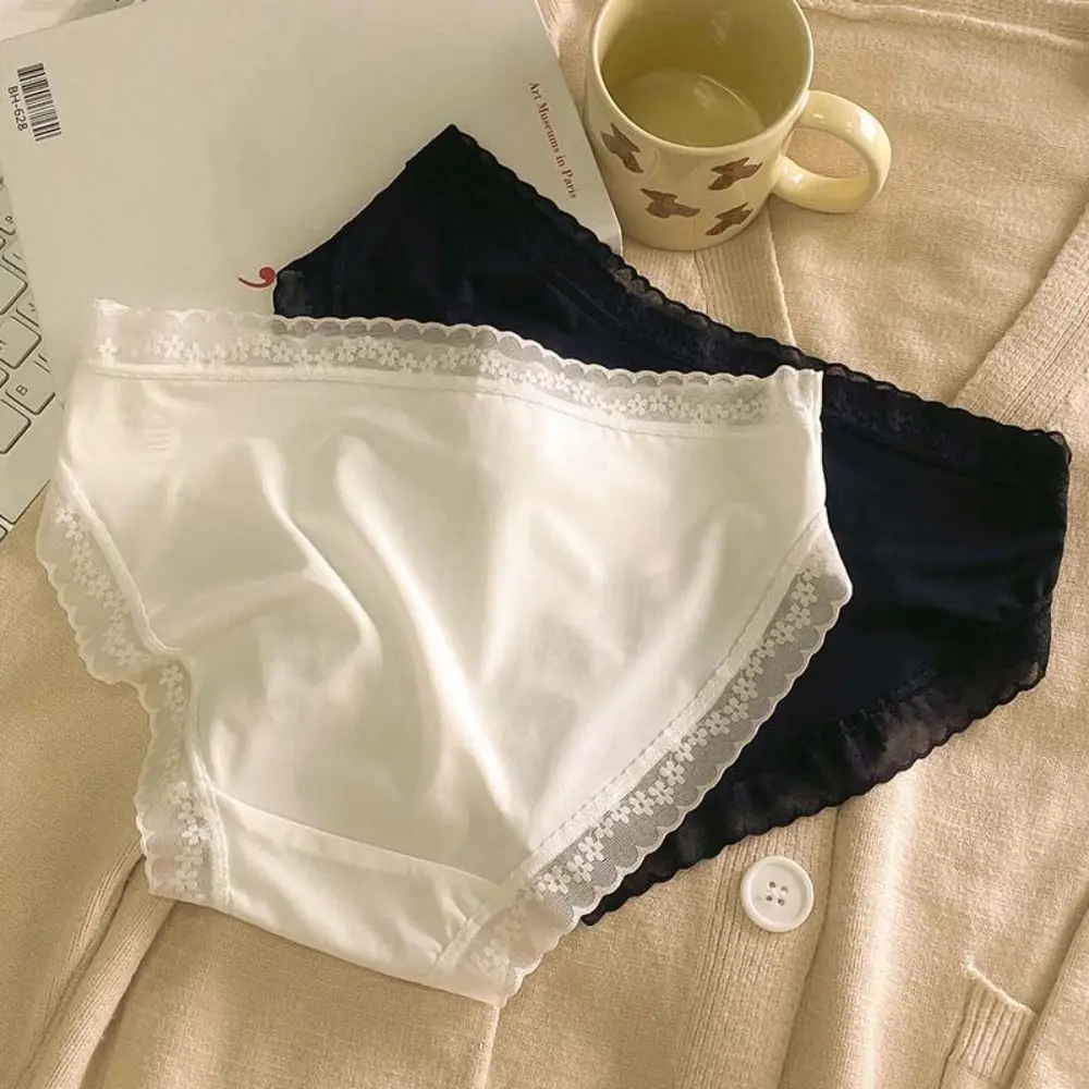 

Mesh Floral Ice Silk Briefs Ultra-thin Cotton Crotch Lace Seamless Panties Female Lingerie Underpants Underwear for Women Girl