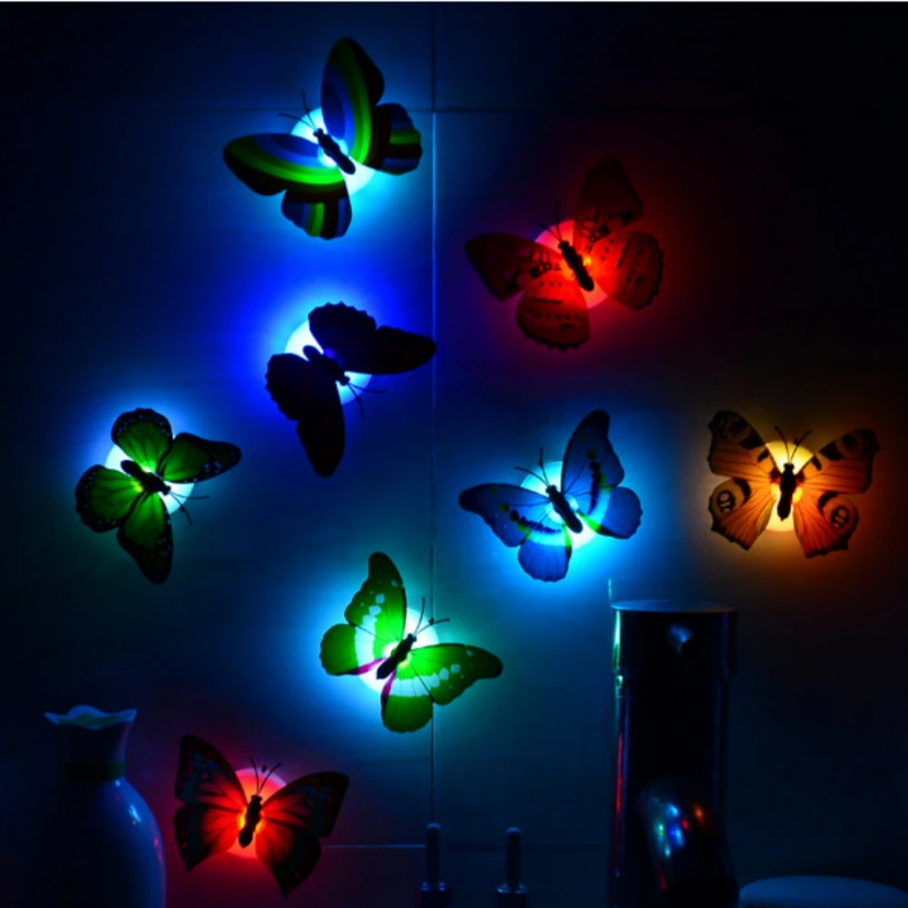 Veilleuse papillon LED, lampe de décoration murale, veilleuses mignonnes, escales de chambre à coucher, lampe de fête de Noël