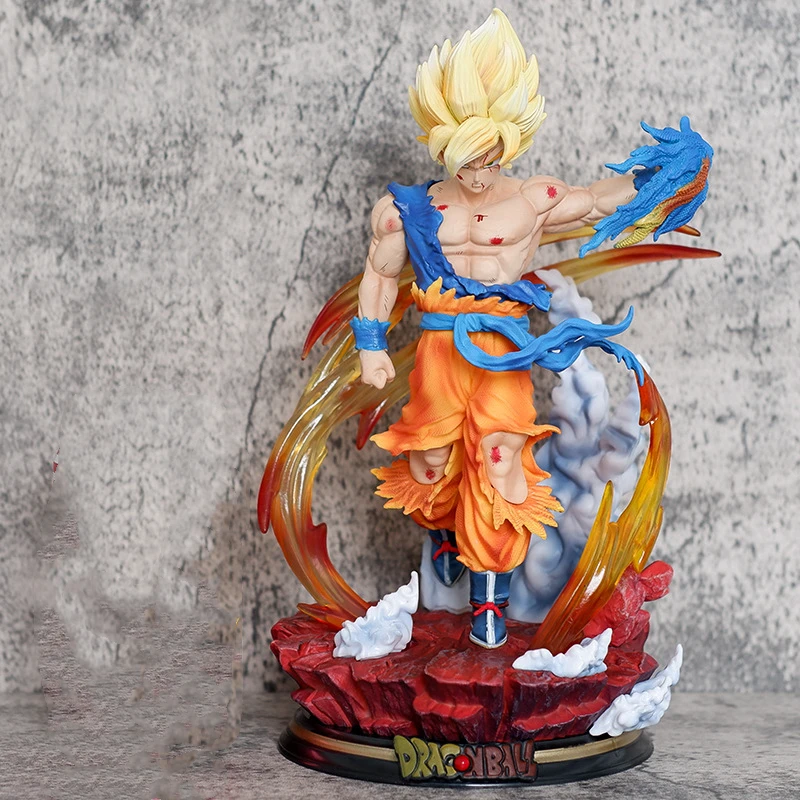 Anime Dragon Ball Z Super Saiyan Son Goku Battle Ver. GK PVC Action Figure Statue Collection Model Kids Toys Doll Gifts 25CM