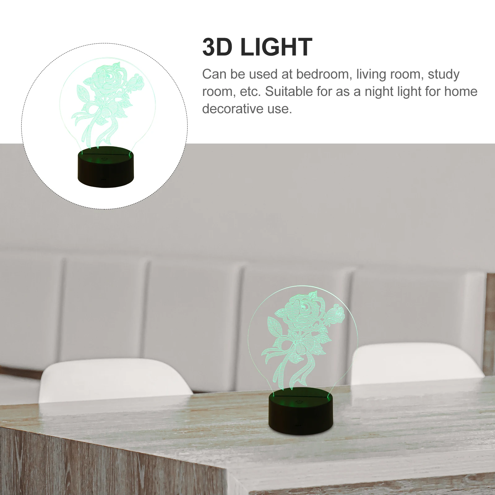 

3d Night Light Desktop Lamp Decor Plastic Abs Base USB Charging Warm Atmosphere Festive Home Use Lightweight Portable