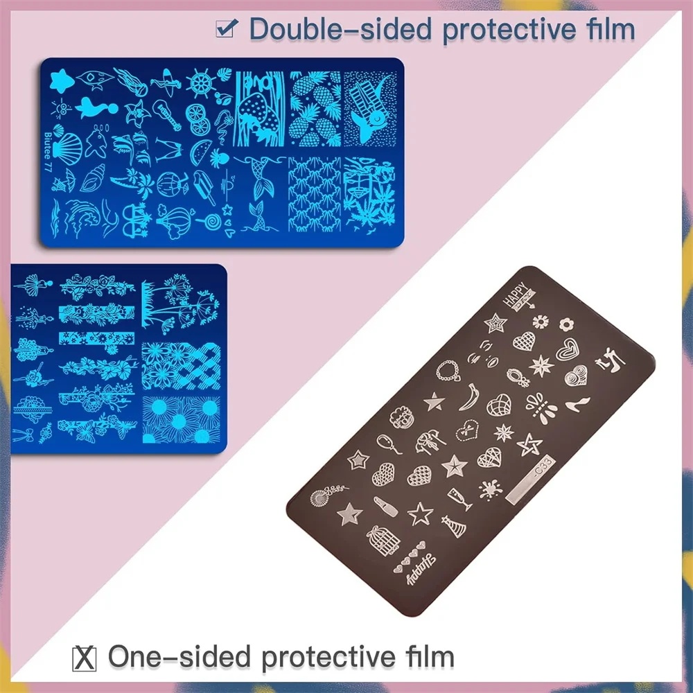 Biutee 네일 프린팅 보드 세트 네일 도장 키트, 실리콘 네일 도장 꽃 동물 레이스 네일 도장 보드, 발렌타인 데이 선물