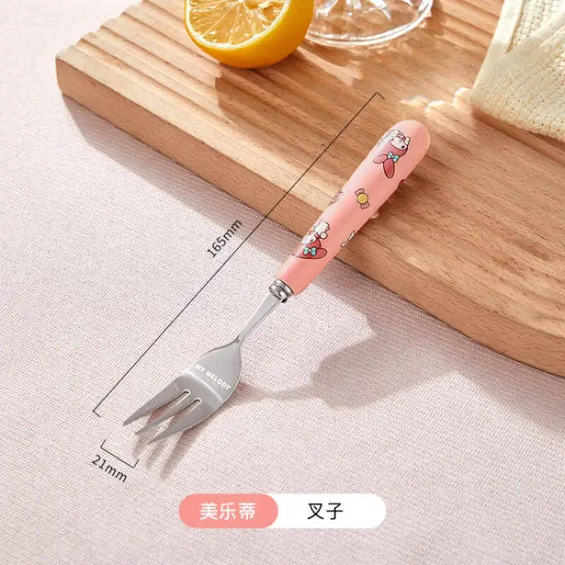 سانريو ماي ميلودي سينامورول هالو كيتي شوكة ملعقة منتج جديد ضرب المنتج Kawaii الكرتون المحمولة طالب الكبار الطفل لطيف