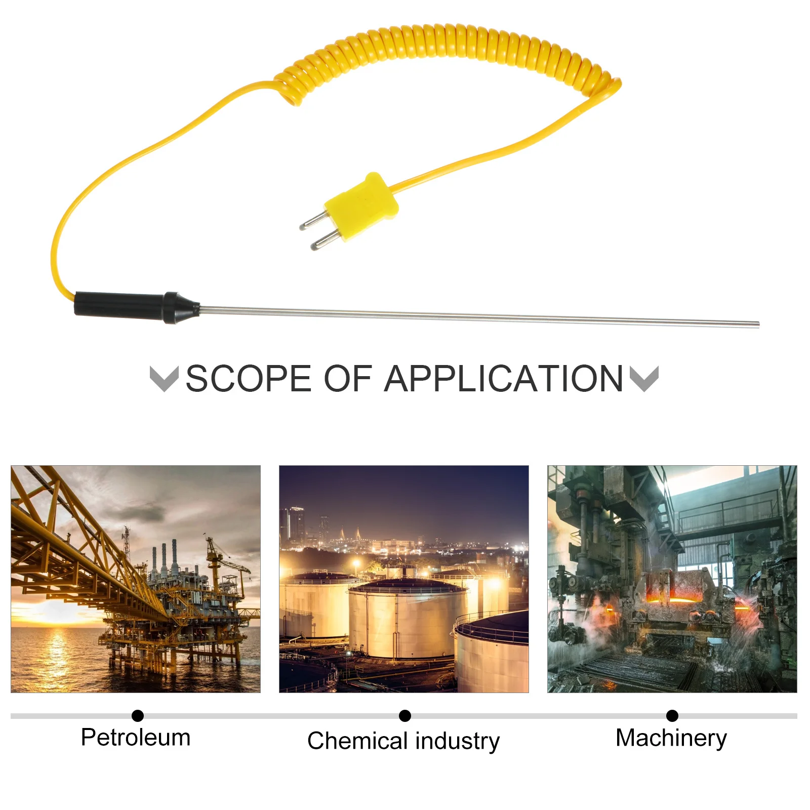 K-Type Thermocouple Stainless Steel Probe Temperature Sensor for Digital Thermometer Industrial Engine Exhaust Measurement