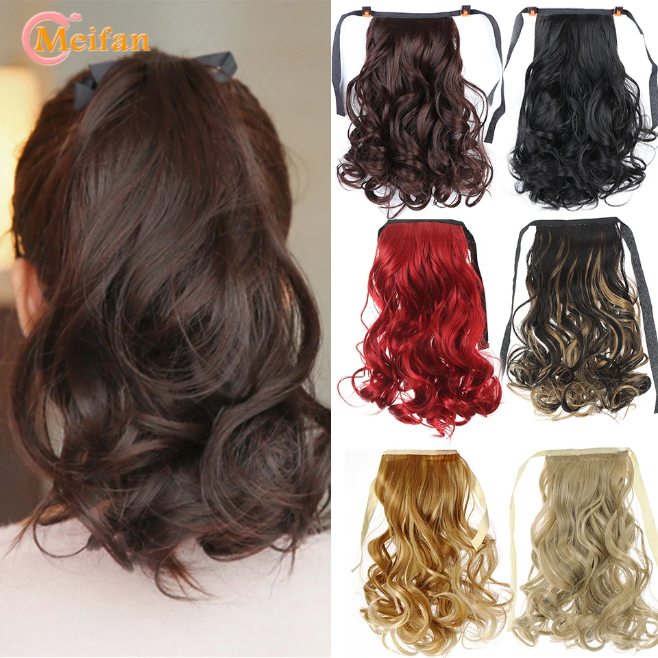 MEIFAN Synthetic Short Wave Ponytail for Women Drawstring Tied to Hair Tail Clip in Hair Extensions Natural Fake Hair Pieces