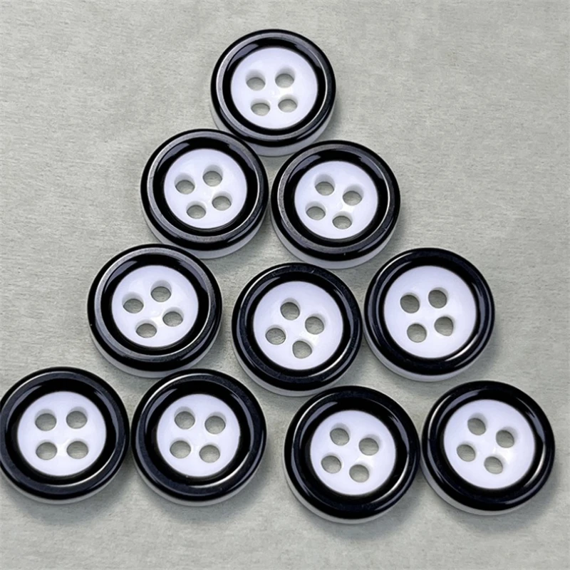 30pcs 11.5mm 4 Holes Brown Circle Black Buttons Handmade Decorative Button for Apparel DIY Sewing Accessories Plastic Buttons
