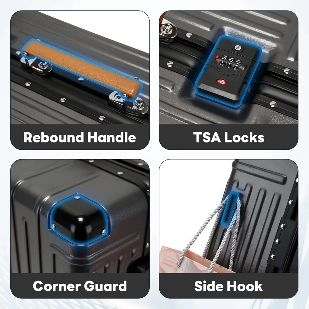 حقيبة حمل خفيفة الوزن مقاس 20 بوصة مع أقفال معتمدة من TSA وحامل أكواب ومنفذ USB لراحة السفر