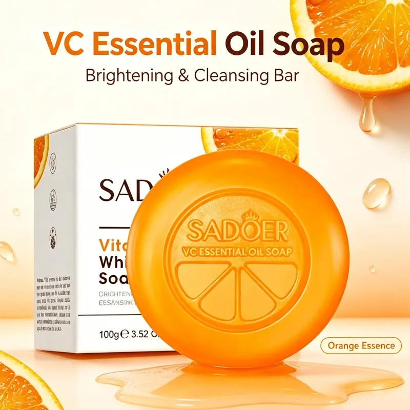 

100g Vitamin C Brightening Soap Orange Peel Face Body Whitening Bath Bar Moisturizing Nourishing Dark Spot Remover Skin Care