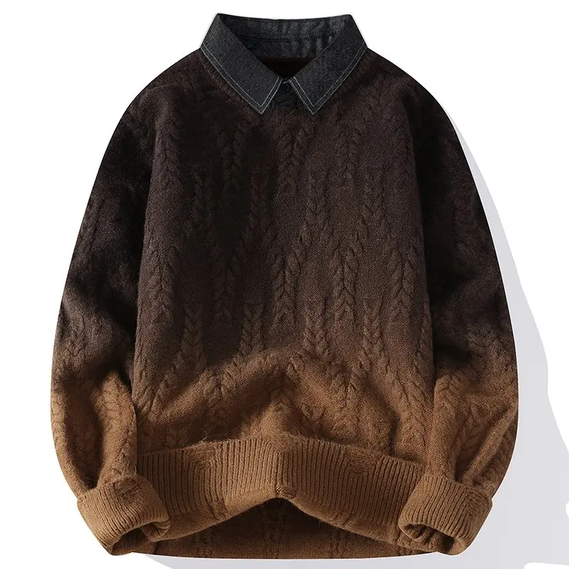 Two Fake Items Sweater, Outdoor, Fishing, Fashionable, Men, Trendy, Cycling, Versatile, Sport, Travel, Leisure, Knitted Sweater
