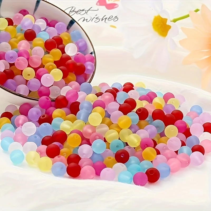 600/300pcs 8/6mm Frosted Transparent Beads, Acrylic Beads. DIY Bracelets, Necklaces, Jewelry. Bead Assortments (Mixed Color)