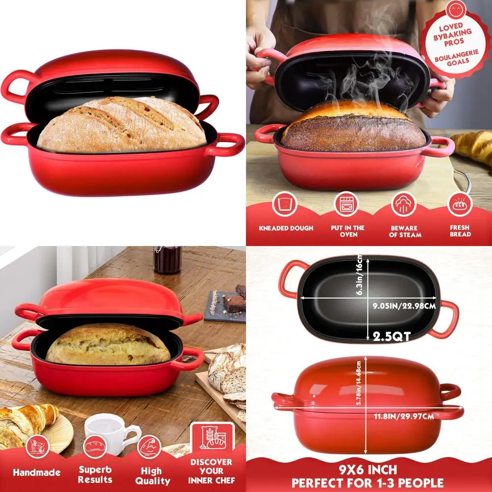 

Cast Iron Bread Pans - 9x6 Inch Dutch Oven for Homemade Bread Baking, 2.5 Quart Loaf Pan with Lid, Perfect for Baking Authentic