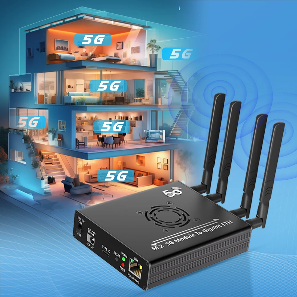 4G 5G Module To ETH NGFF M.2 Type-C Adapter RJ45 Port Realtek RTL8125BG Controller POE Module For RM520N-EU FM350-GL RM520N-GL