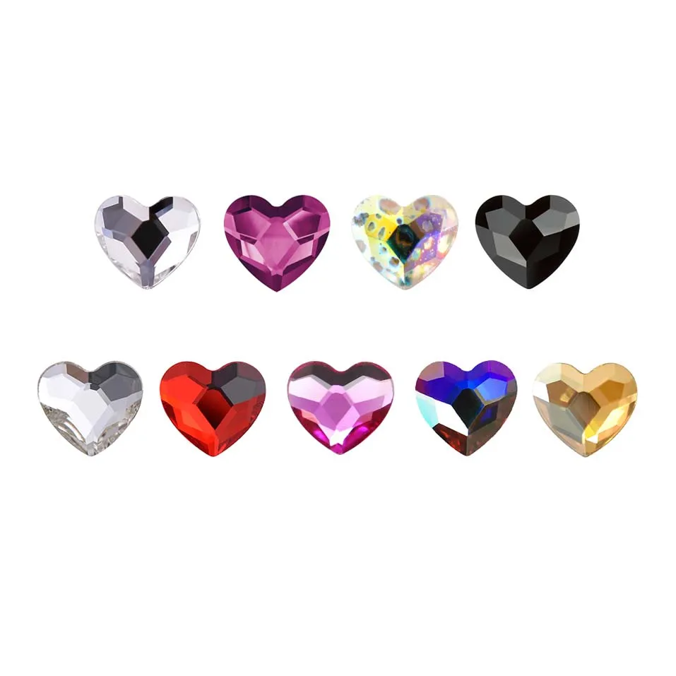 Wholesale Heart INS Strass Flat Back Nail Rhinestone NON Hotfix Stones Crystals Nail Art Stone 3D Personalized Nails Decoration