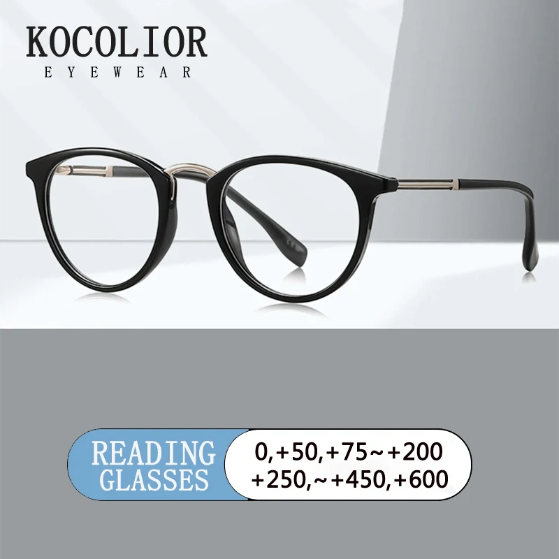

Fashion Acetate Round Brand Frame Anti-Blue Ray Reading Glasses Customizable Prescription Women's Presbyopic Glasses 0 to+600