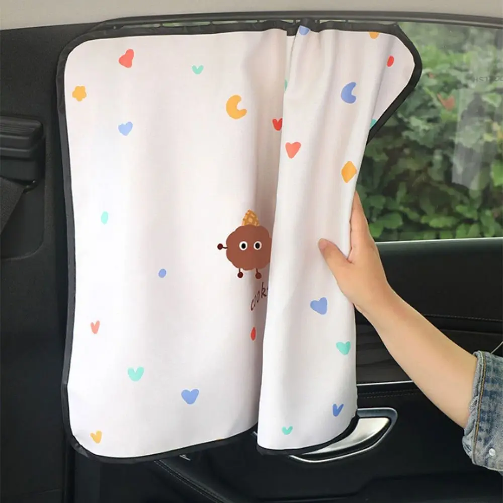 

UV Protection Cartoon Car Curtain Thermal Insulation Embedded Rail Car Blackout Curtain Retractable Universal
