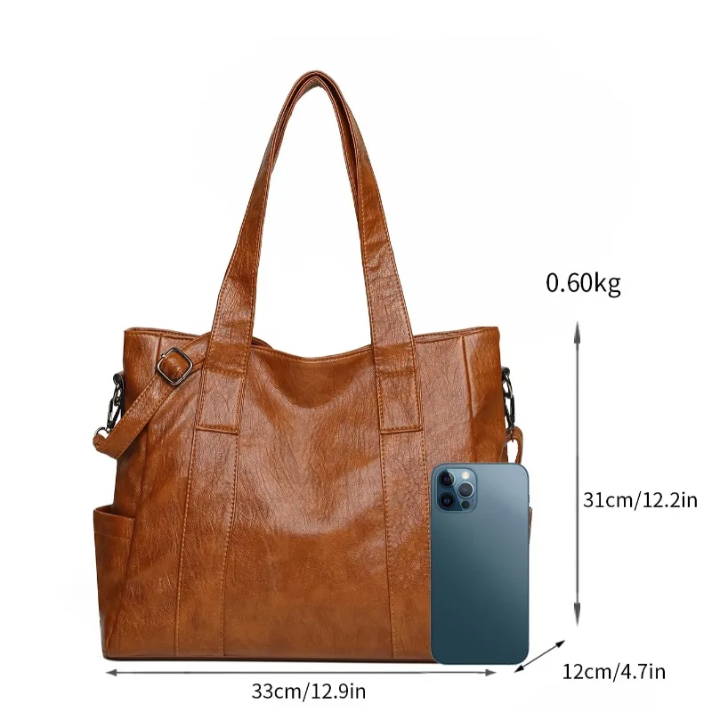 Tas Besar Kasual Set Tiga Potong Tas Bahu Wanita Modis Tas Tote Kapasitas Besar Tas Tangan Kulit PU Lembut Tas Ketiak