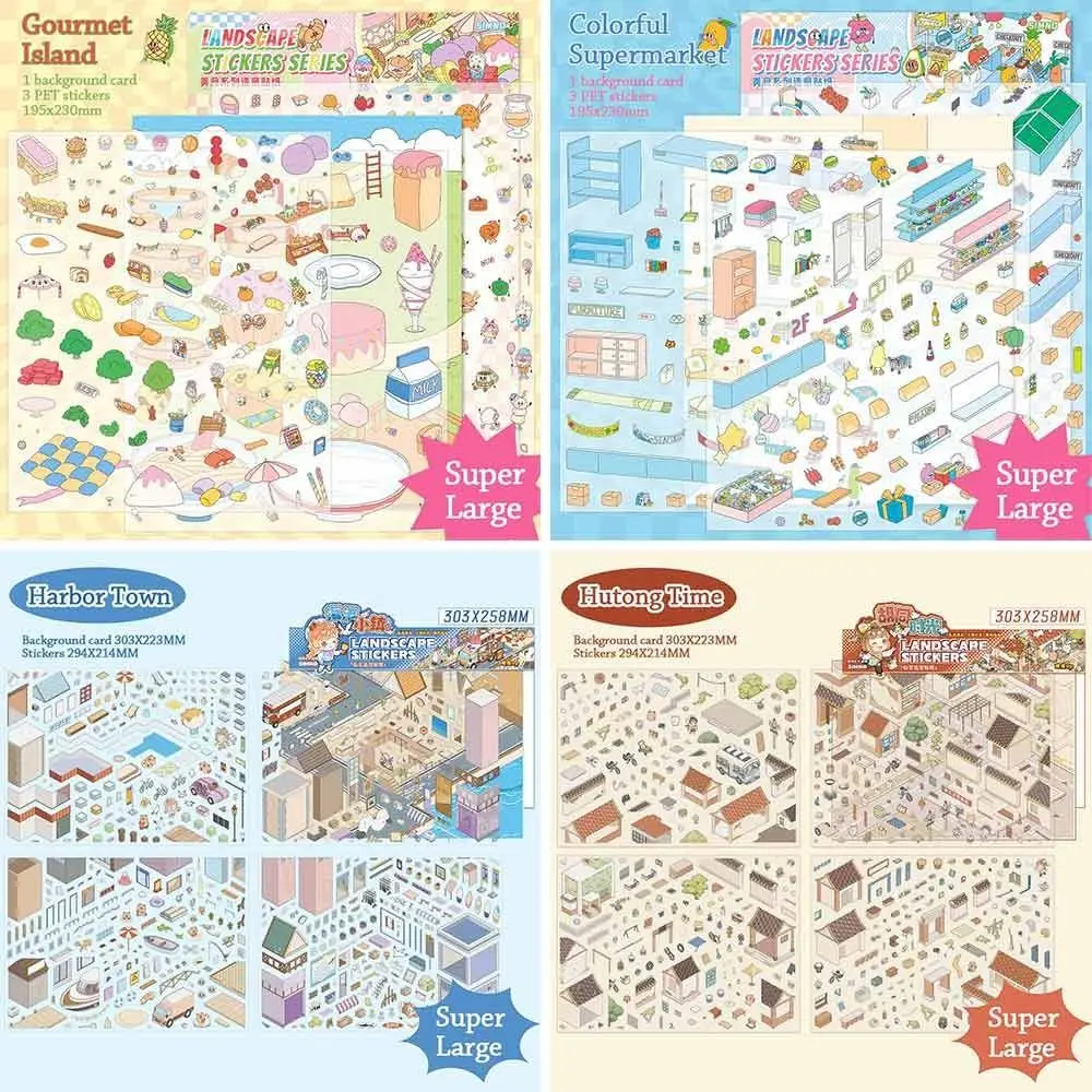 

Street View Series Miniature Collection Stickers PET Sticker Paper Cartoon Landscaping Stickers DIY Girl Design