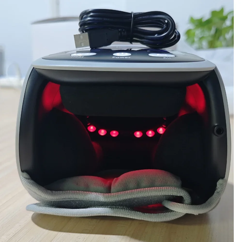 Hot Cordless Knee Massager Red Light and Massage Therapy with LED Screen 3 Levels Infrared Heat and Vibration Tools