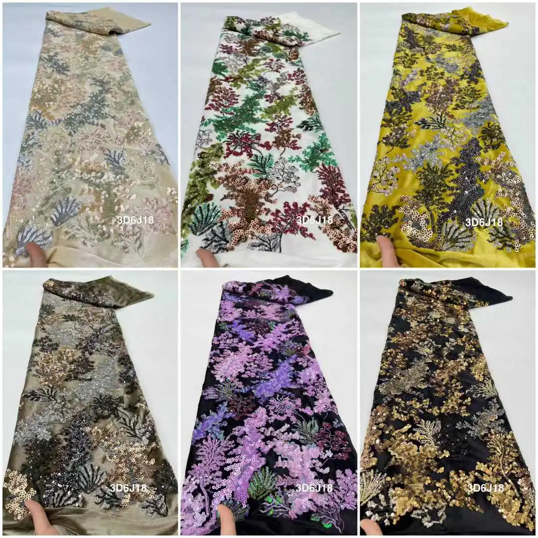 ผ้าลูกไม้กำมะหยี่ปักเลื่อมหรูหราแบบไนจีเรีย ปี 2025 คุณภาพสูง ประดับด้วยลูกปัด ผ้าลูกไม้สไตล์แอฟริกันแบบฝรั่งเศส สำหรับชุดเดรสงานแต่งงานของผู้หญิง