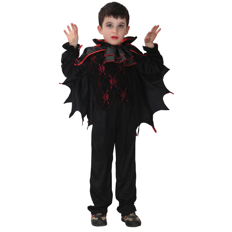 Halloween Kindertag Skelett Cosplay Kostüme Kinder Schädel Gothic Jungen Vampir Geist Party Kleid Robe Kleid