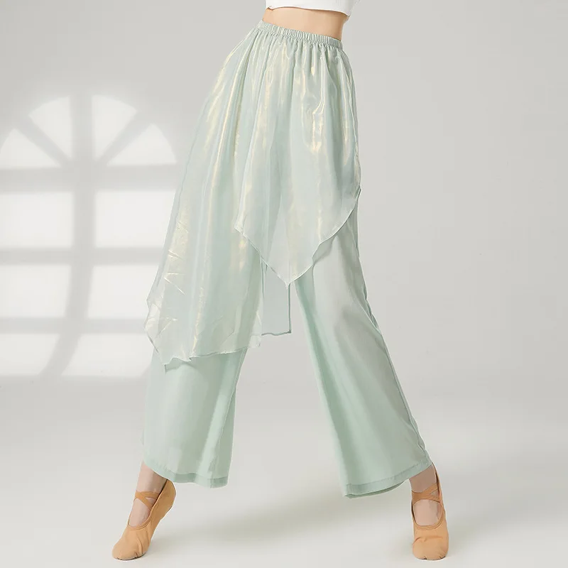 

Классические танцевальные костюмы, женские элегантные брюки-кюлоты, костюмы для китайских танцев, свободные широкие брюки, шифоновые брюки