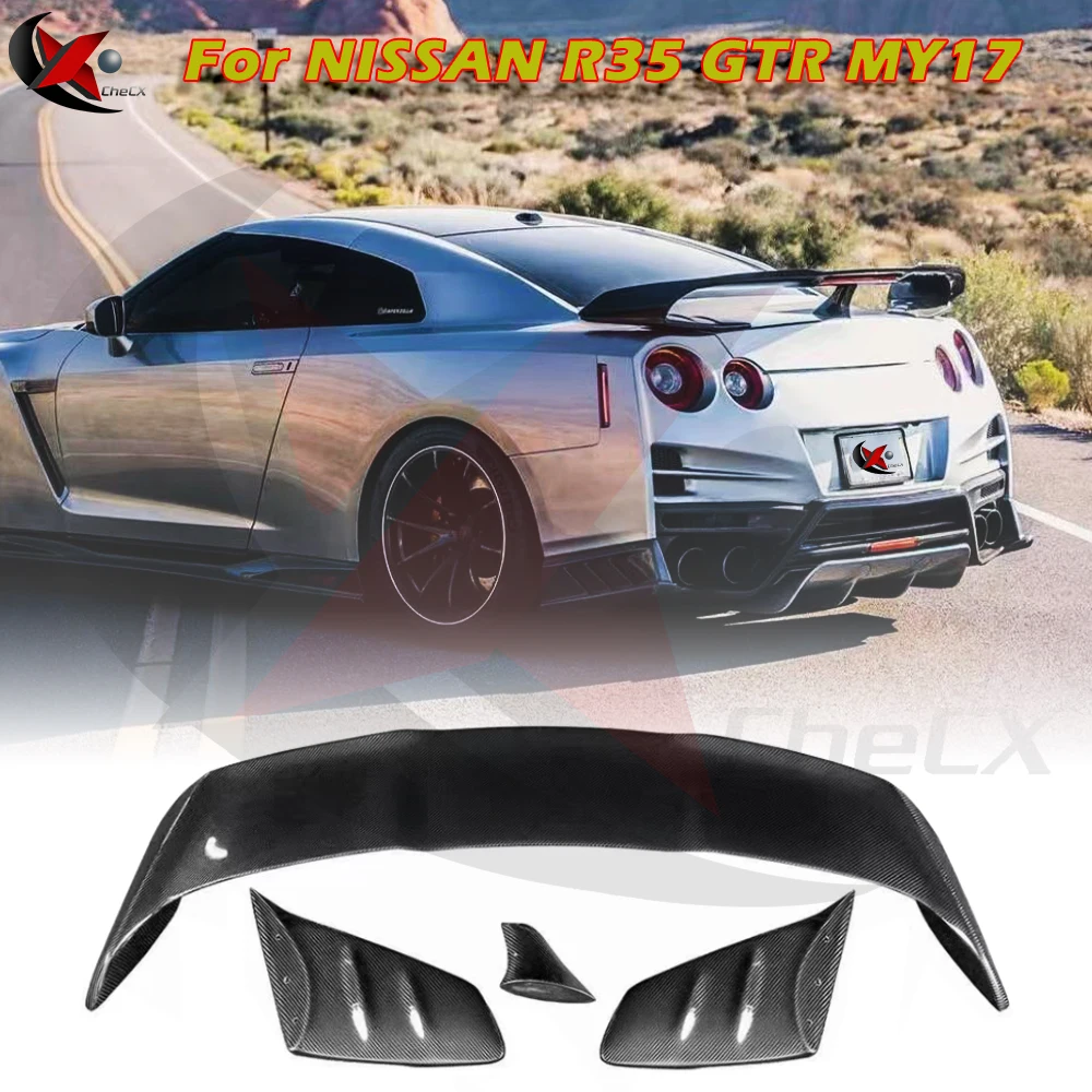 

For NISSAN R35 GTR MY17 VARIS STYLE CARBON FIBER GLASS GT SPOILER TRIM BODY KIT TUNING FOR GT-R R35 17 VER FRP WING LIP RACING