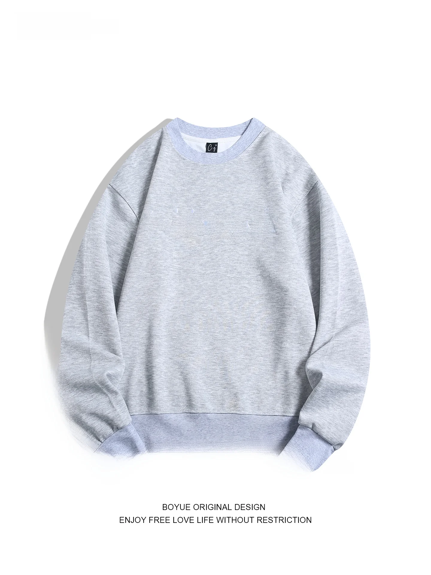 

Свитшот Boyue American Style с круглым вырезом и вышивкой, повседневный, плотный, модный, брендовый, для студентов, для отдыха, мужской и женский