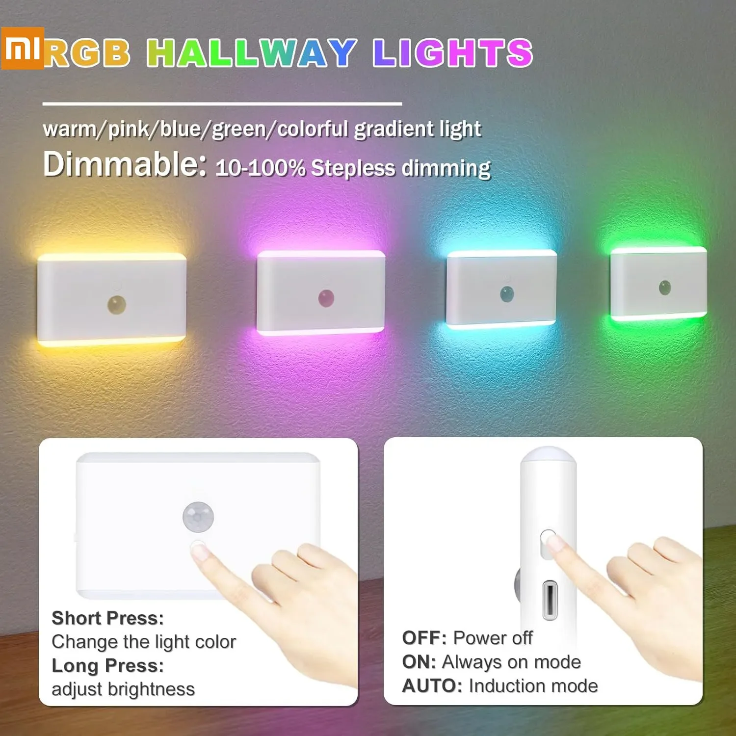 Xiaomi Night Light With Motion Sensor 400mAh Battery USB Rechargeable Wireless LED Wall Lamp For Room Cabinet Stair Toilet Lamps