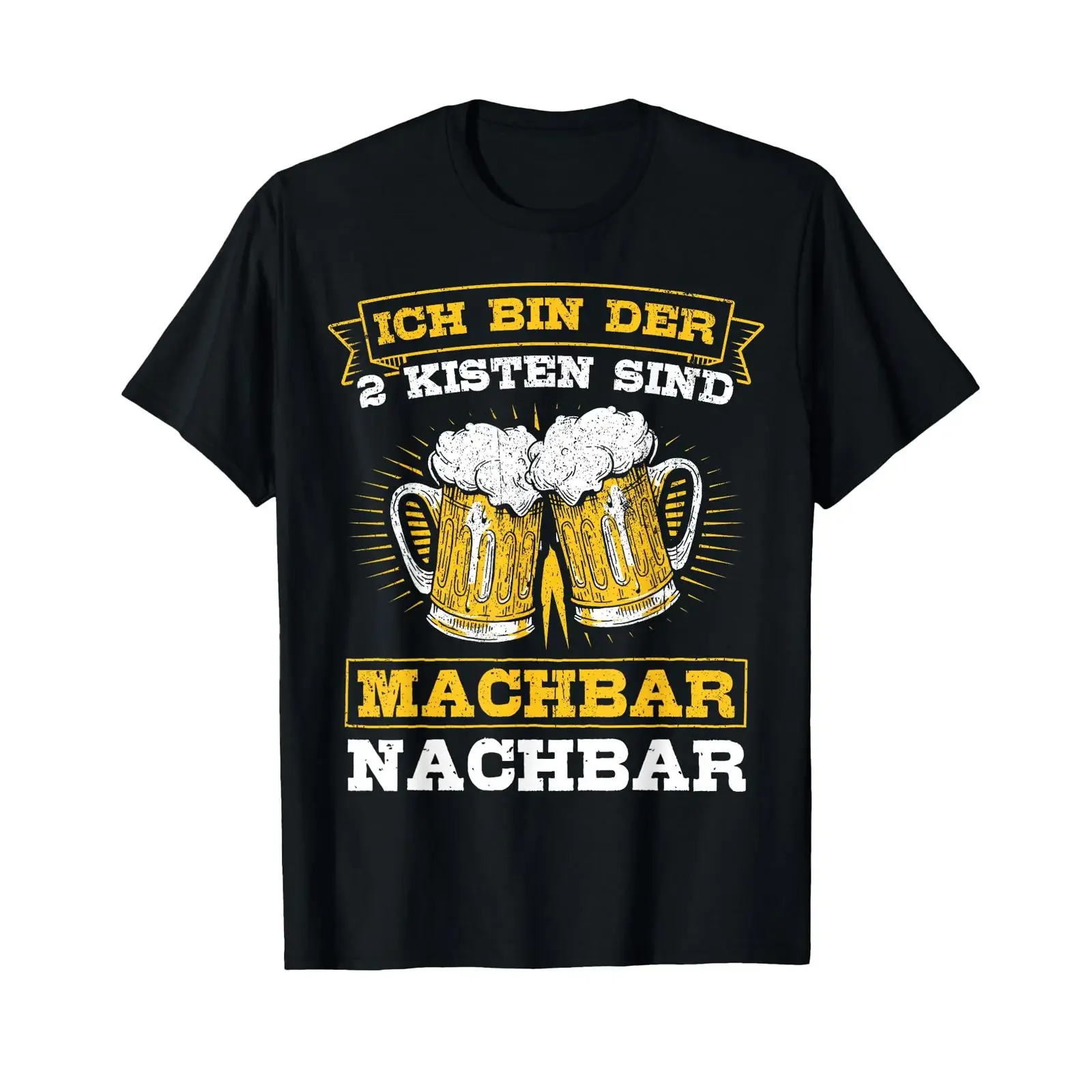Men's T Shirt with German Text quot Ich bin der zwei Kisten sind machbar Nachbar I'm the two boxes black s vintage Washed