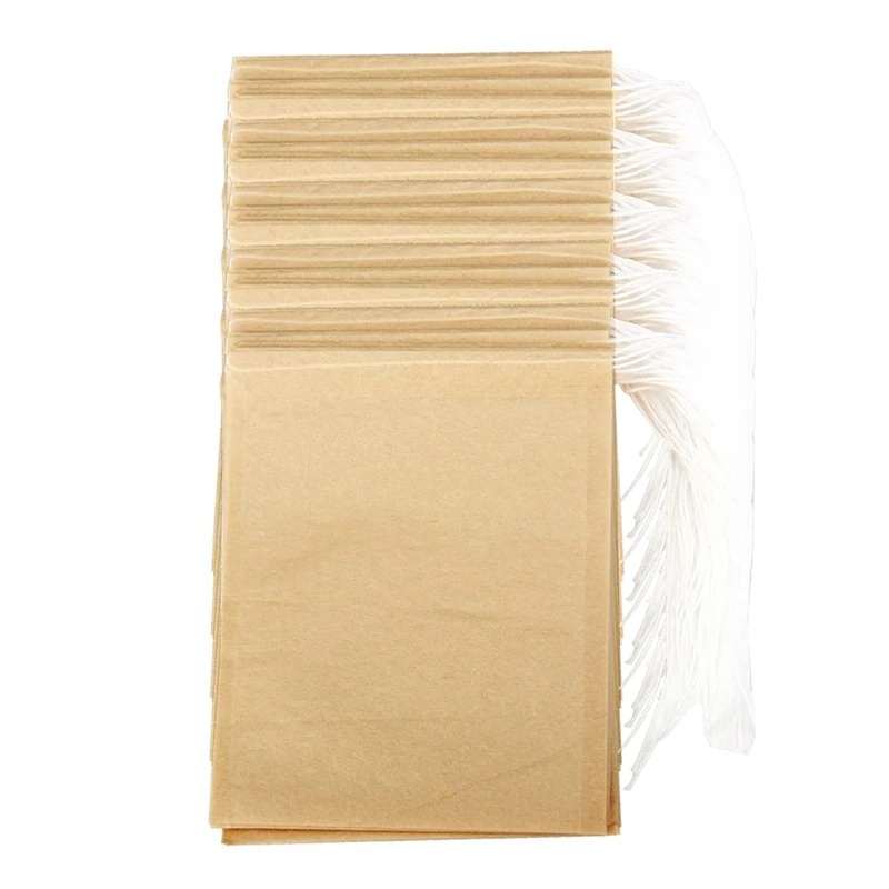 300PCS Tea Filter Bags, Disposable Paper Tea Bag With Drawstring Safe Strong Penetration Unbleached Paper For Loose Leaf Tea And