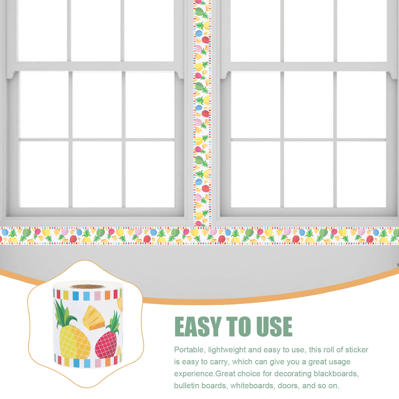 

1 рулон, креативный узор ананаса, наклейка с рамкой для доски, декор доски объявлений, рамка «сделай сам», клейкая доска