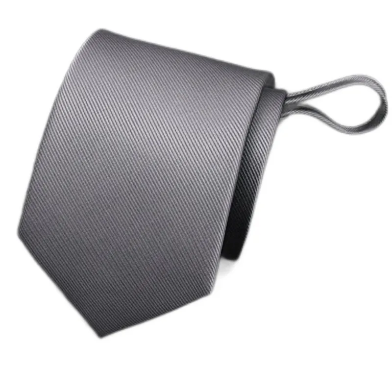 Gray zipper style tie for men dark gray light silver g fine diagonal Korean version lazy no tie easy to pull